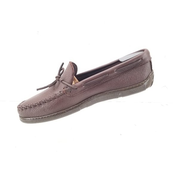 Minnetonka 892W Mens Moose Hide Classic Slip On Moccasins Chocolate Sz 11.5 Wide - Picture 6 of 11